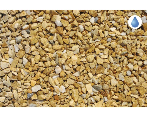 Žlutý okrasný štěrk se symbolem propustnosti vody