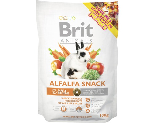 Pamlsky pro hlodavce Brit Animals Alfalfa Snack 100 g