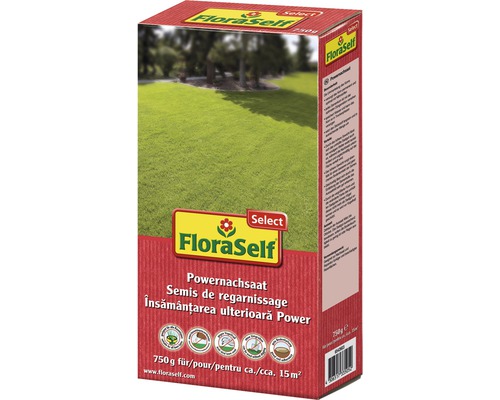 Travní směs dosev Power FloraSelf Select 750 g 15 m² FloraSelf Power dosev, 750 gramů, vhodné pro zhruba 15 metrů čtverečních