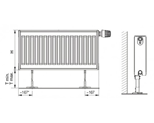 Nákres radiátoru s rozměry