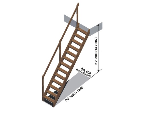 Prostorově úsporné schodiště ze dřeva s madlem
