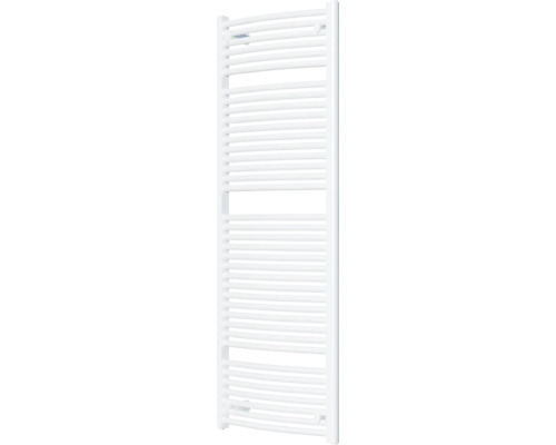 Bílý koupelnový radiátor se zakřivenými topnými trubkami