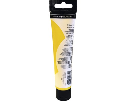 Logo společnosti Daler-Rowney, tuba žluté akrylové barvy, 75 ml