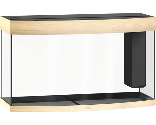 Prázdné akvárium s prohnutým předním sklem a integrovaným filtrem