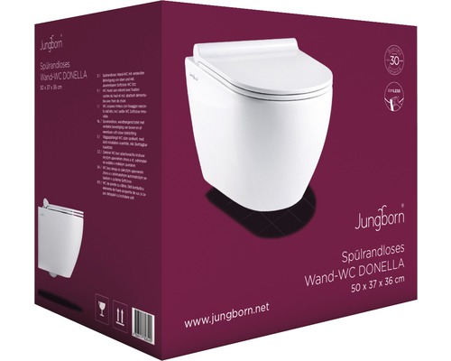 Balení závěsného WC Donella bez oplachového kruhu od firmy Jungborn, 50 x 37 x 36 cm
