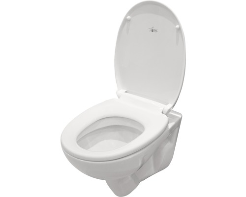 Závěsné WC s otevřeným splachovacím kruhem a WC sedátkem