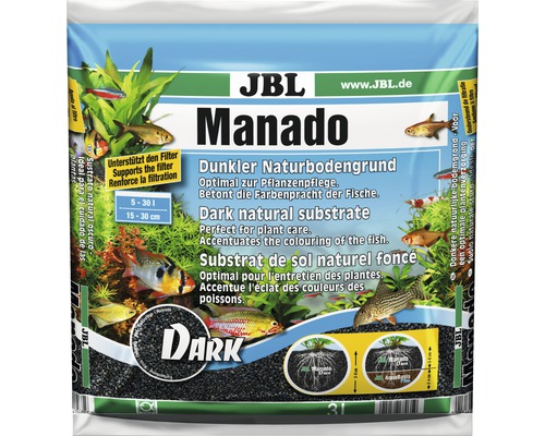 Akvarijní substrát přírodní tmavý JBL Manado dark 3 l JBL Manado Dark přírodní substrát pro akvária