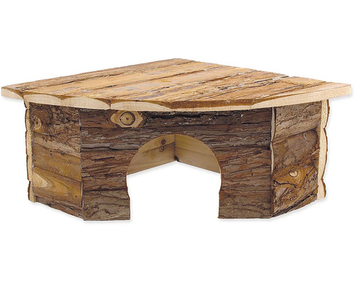 Domeček pro hlodavce dřevěný rohový s kůrou 30x30x16 cm