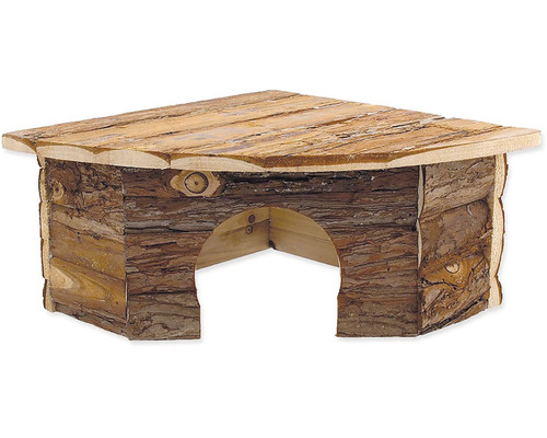 Domeček pro hlodavce dřevěný rohový s kůrou 30x30x16 cm Domeček pro hlodavce dřevěný rohový s kůrou 30x30x16 cm