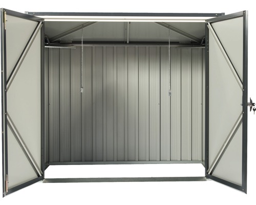 Otevřený kovový box na nářadí s policovým systémem