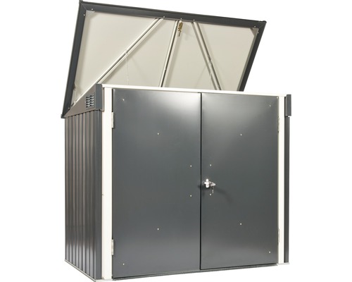 Otevřený kovový box na nářadí s uzamykatelnými dvířky