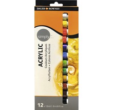 Daler Rowney Simply Akrylové barvy, 12 tub po 12 ml