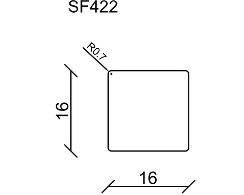 Čtvercový profil SF422 o rozměrech 16 x 16 mm