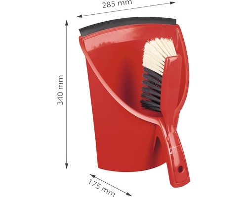 Smeták se lopatkou o rozměrech 340 mm výška, 285 mm šířka a 175 mm hloubka