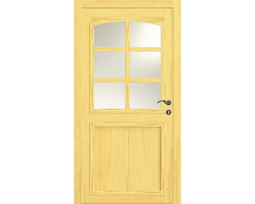 Dřevěné dveře se skleněnou výplní a kováním