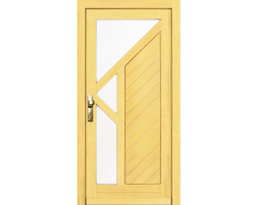 Dřevěné dveře se skleněnou výplní a diagonálním designem