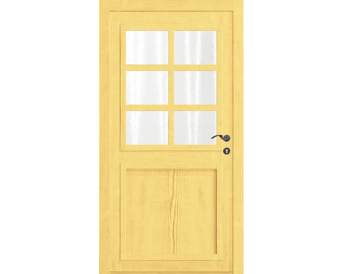 Dřevěné dveře se skleněnou výplní a kováním