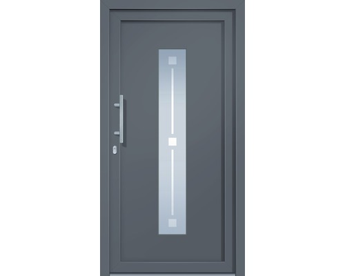 Vchodové dveře se skleněnou vložkou a nerezovou klikou