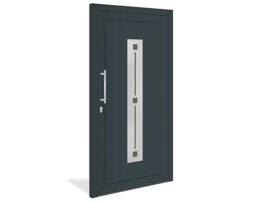 Vchodové dveře s klikou a skleněnou vložkou