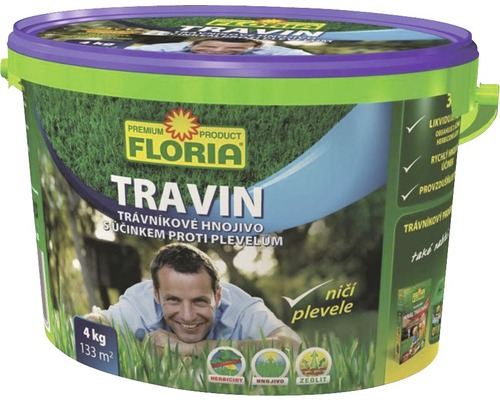 Trávníkové hnojivo s účinkem proti plevelům Floria Travin 4 kg