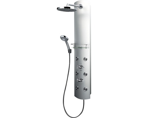 Sprchový panel Schulte s termostatem a hlavovou sprchou hliník-chromová optika (D9675 41)