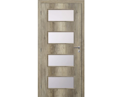 Interiérové dveře se čtyřmi obdélníkovými skleněnými výplněmi