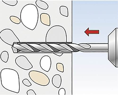 Znázornění vrtáku používaného na stěnu
