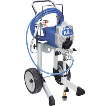 Stříkací zařízení na barvy na vozíku s koly a hadicí