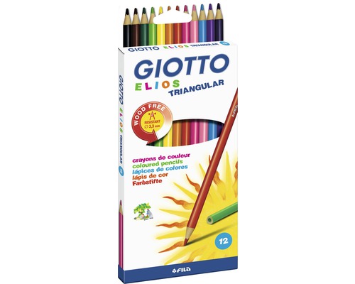 Giotto Elios Triangular barevné tužky, 12 kusů, bez dřeva