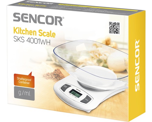 Kuchyňská váha Sencor SKS 4001WH v balení