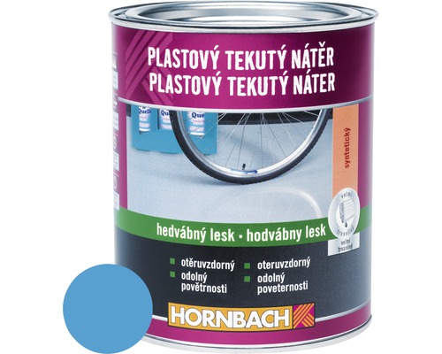 Plechovka s tekutou plastovou barvou a barevný vzorek