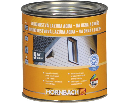 Silnovrstvá lazura Hornbach Aqua 0,75 l transparentní Barva na okna a dveře v plechovce