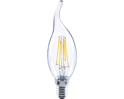 Žárovka svíčkového typu s LED vláknem v čirém skle
