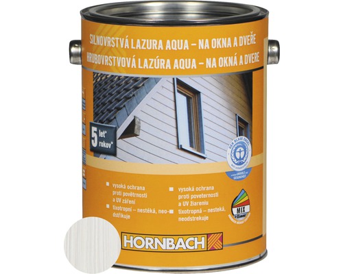 Lazura na dřevo Hornbach Aqua silnovrstvá 2,5 l bílá