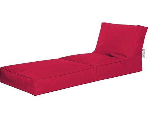 Červené venkovní lehátko z sedacího vaku