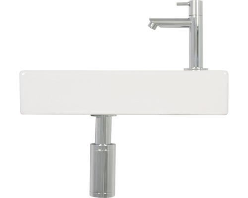 Umyvadlo s chromovanou baterií a sifonem