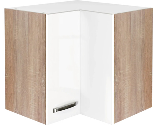 Rohová kuchyňská skříňka horní Flex Well Valero šířka 60 cm bílá vysoce lesklá
