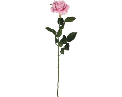 Umělá květina růže řezaná růžová 66 cm-0