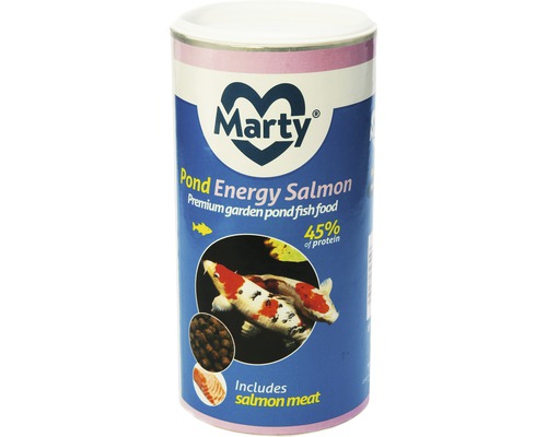 Krmivo pro jezírkové ryby MARTY PondEnergySalmon 1 l Marty Pond Energy Salmon Prémiové krmivo pro zahradní jezírkové ryby v dóze