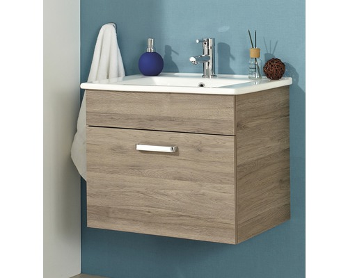 Umyvadlo se skříňkou, baterií, dávkovačem mýdla a ručníkem