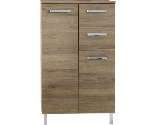 Skříň Highboard Pelipal Quickset 313 dub sanremo 60 x 100,5 x 33 cm 313.016051 Koupelnová skříňka s jedněmi dvířky a třemi zásuvkami ve vzhledu dřeva