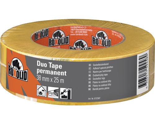 Oboustranná lepicí páska na soklové lišty ROXOLID 38 mm x 25m Roxolid Duo Tape permanentní, 38 milimetrů krát 25 metrů