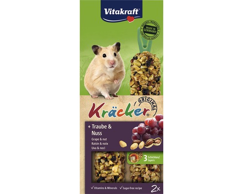 Pamlsky pro hlodavce Vitakraft Kräcker® s ořechy 2 ks, 112 g Vitakraft Kräcker tyčinka s hrozny a ořechy pro hlodavce