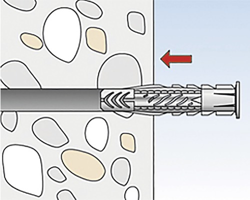 Ilustrace hmoždinky upevněné ve zdi