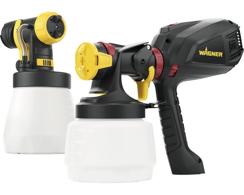 Dva stříkací systémy s nádobou pro skladování barvy