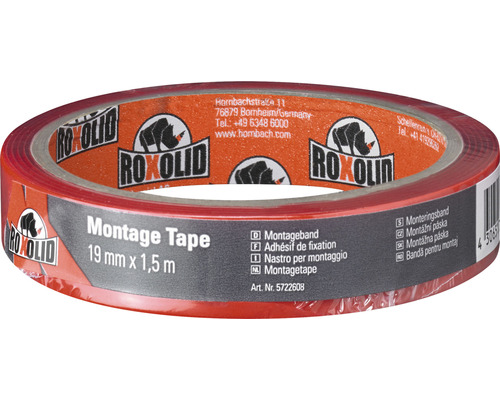 Oboustranná lepicí páska ROXOLID transparentní 19x1500 mm Montážní páska Roxolid 19 mm krát 1,5 metru