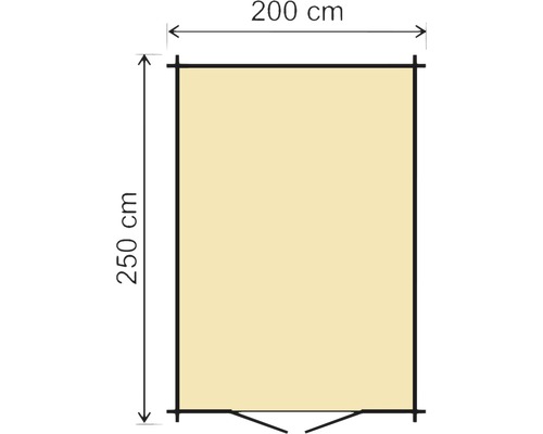 Půdorys zahradního altánu o rozměrech 200 x 250 centimetrů