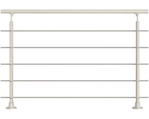 Kompletní hliníkové zábradlí Pertura s pěti nerezovými tyčemi pro montáž k podlaze 1,5 m