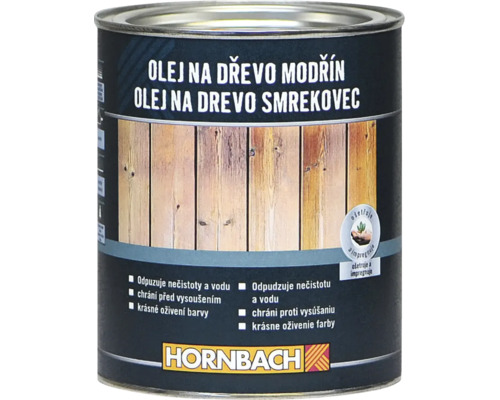 Plechovka s olejem na modřínové dřevo pro údržbu dřeva s logem Hornbach
