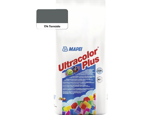 Spárovací hmota Mapei Ultracolor Plus 174 tornádo, 2 kg Balení spárovací hmoty Mapei Ultracolor Plus se vzorkem barvy 174 Tornádó